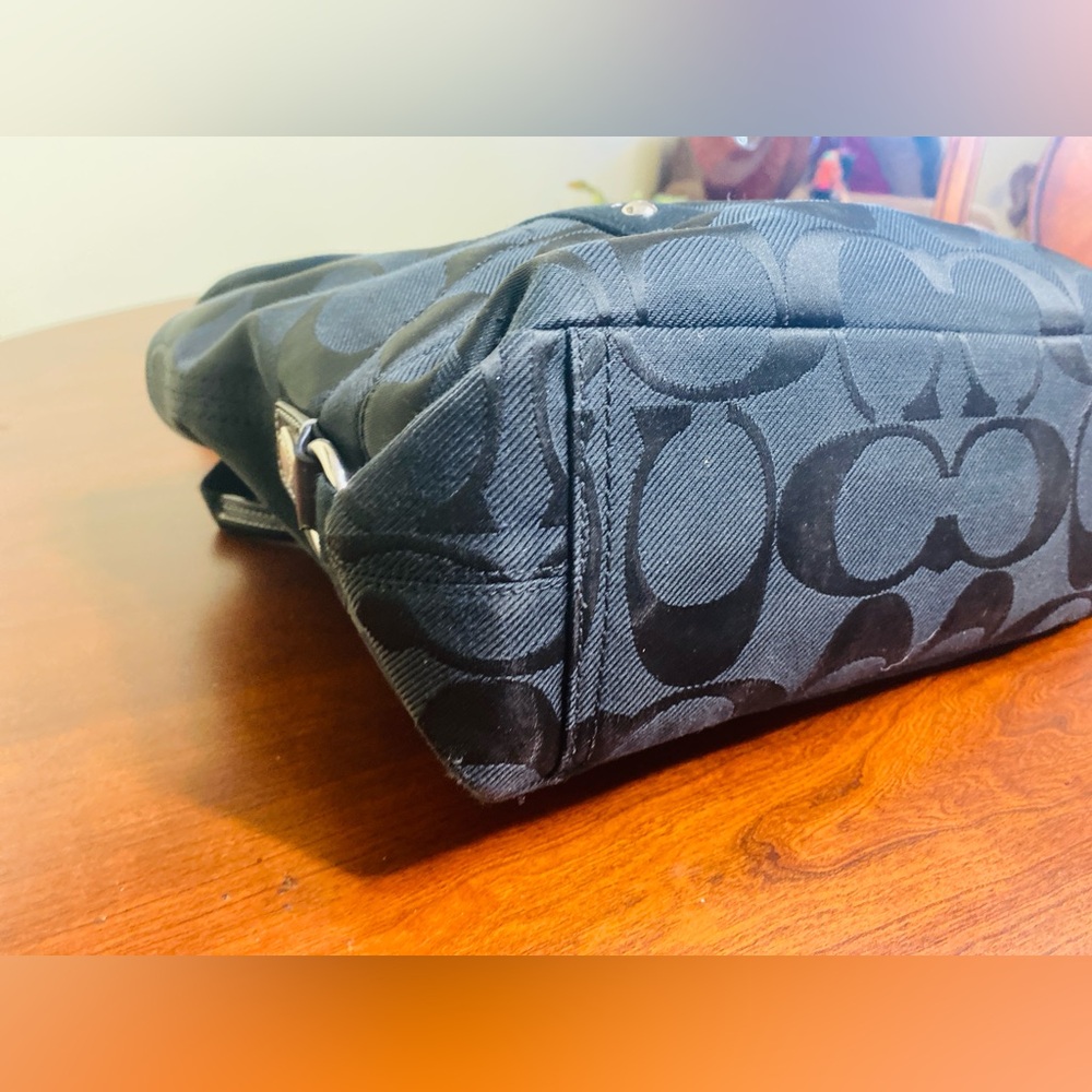 Coach Black Monogram Shoulder Bag with Adjustable Strap - Picture 7 of 16